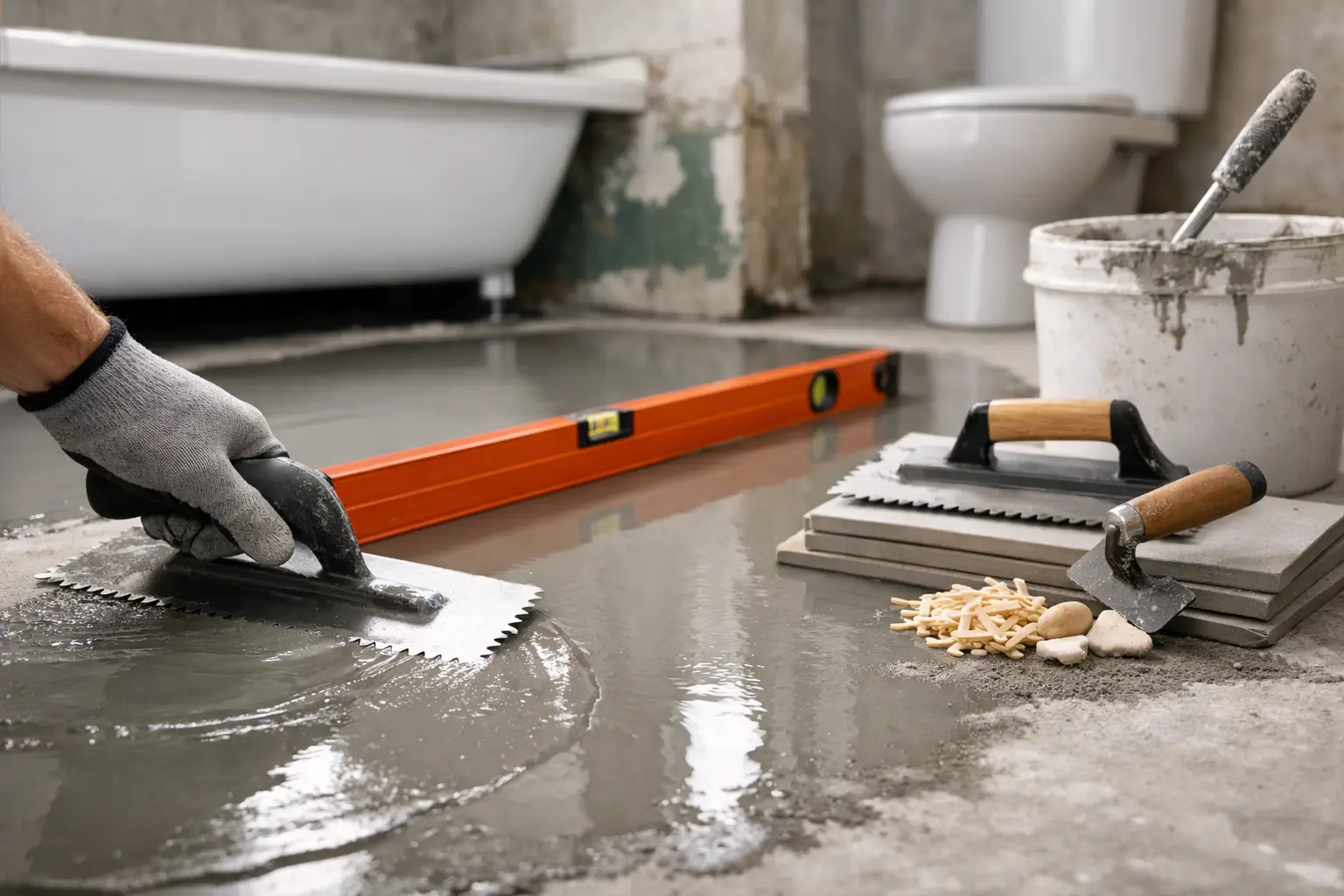 How to Level a Bathroom Floor for Tiling