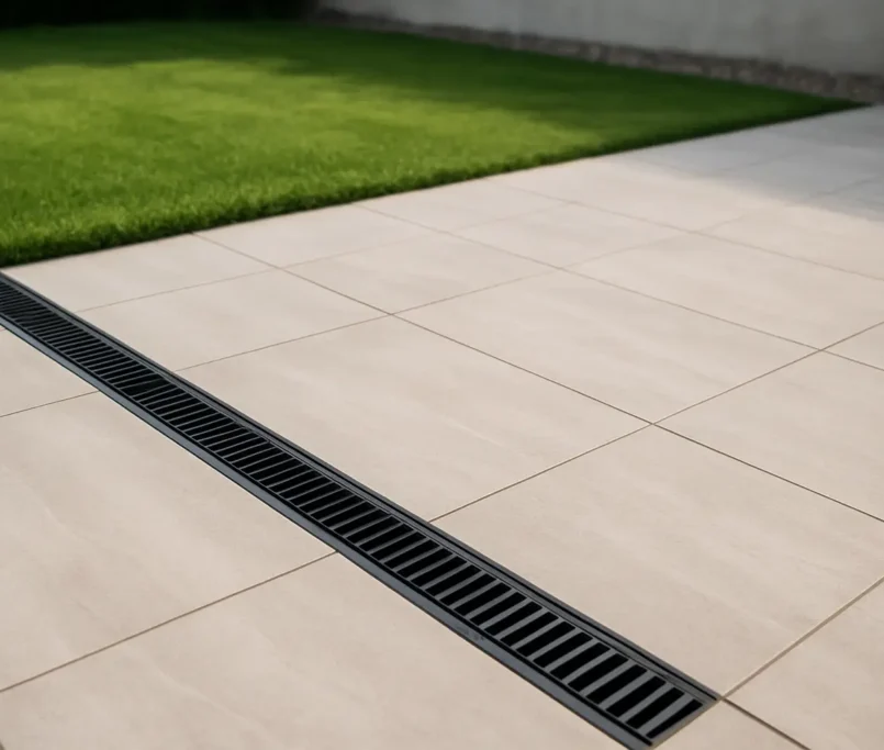 Outdoor tile drainage falls done properly